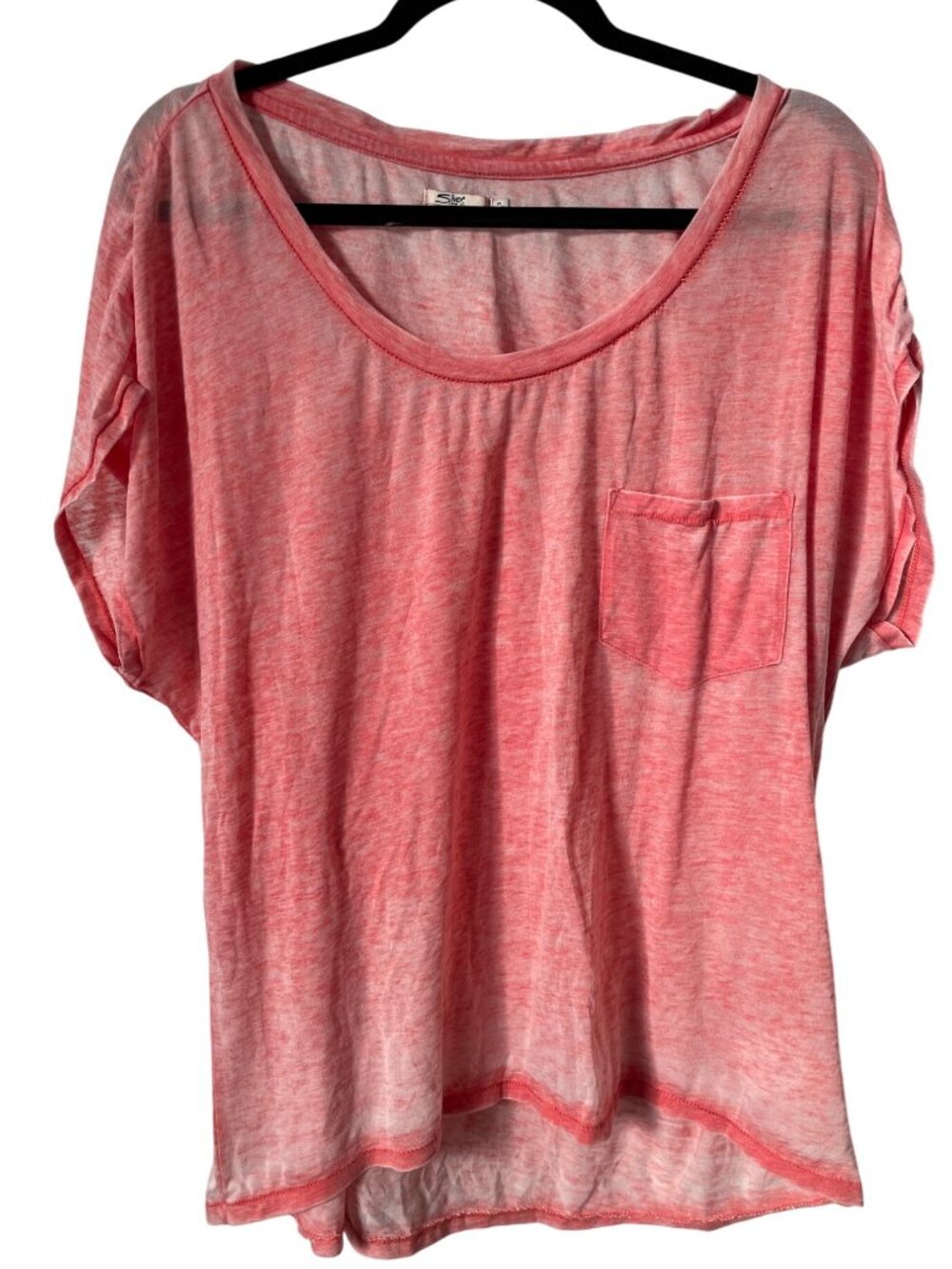 Silver Jeans Co Pocket Tee Size 1X Short Sleeve Acid Wash Coral Basic Essential